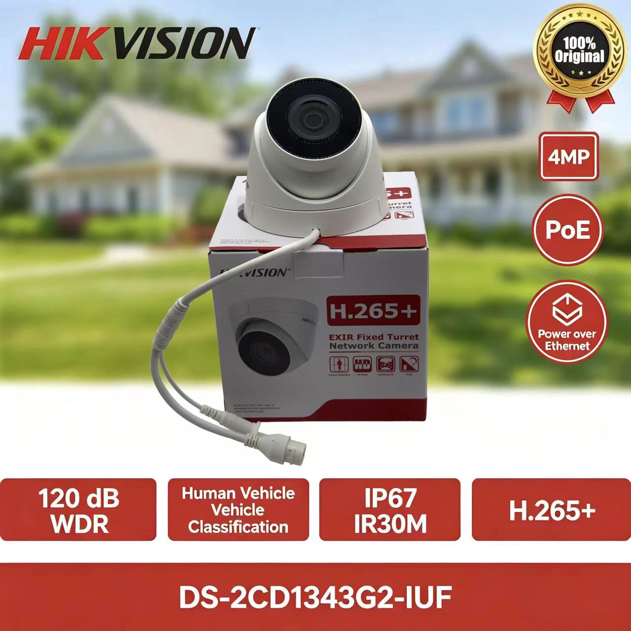 Home Security Hikvision - Hikvision DS-2CD1343G2-IUF 4MP PoE Turret IP