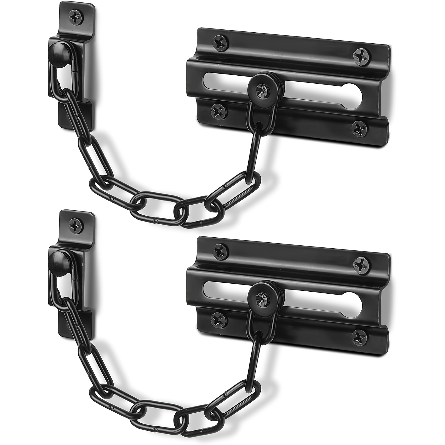 Door Chain Guard - 2 Pack Door Chain Lock Black,