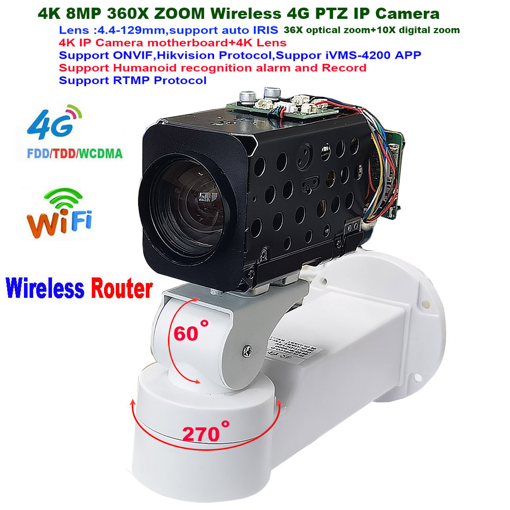 Home Security Hikvision - 4K 8MP 360X Zoom 4G Wifi